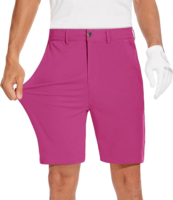 JWM Mens 7"/9" Stretch Golf Shorts - Lightweight Hybrid Casual Dress Work Flat Front Shorts with 5 Pockets Quick Dry UPF50