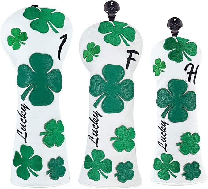 Craftsman Golf Green Lucky Clover Driver Wood Hybrid Headcover Blade Mallet Putter Cover for Scotty Cameron Taylormade Odyssey Also for Custom Version with Your Name Stitched