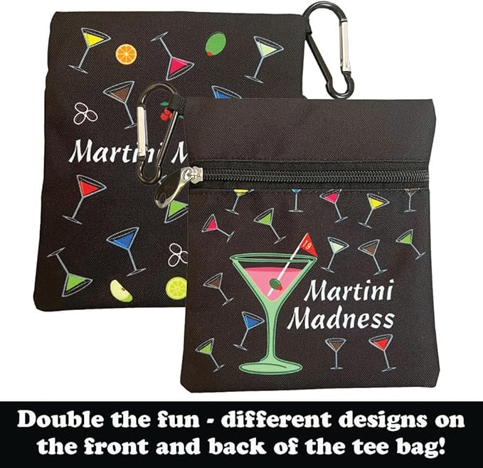Giggle Golf Martini Par 3 Pack for Women, Microfiber Waffle Weave Golf Towel, Tee Bag with Tees and Bling Ball Marker with Magnetic Hat Clip (Martini Madness)