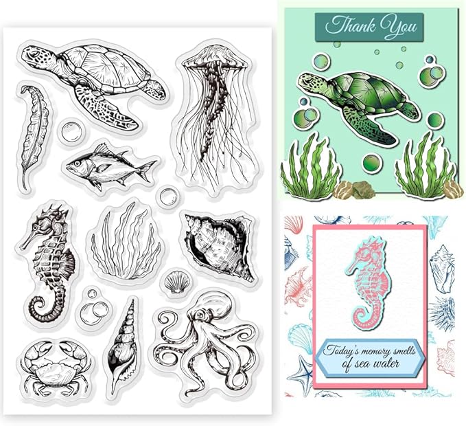 Summer Ocean Sea Turtle Clear Stamps by BEUNITONE