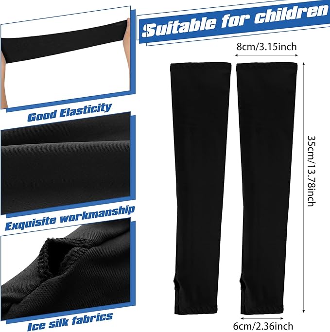 Mepase 10 Pairs Arm Sleeves for Kids Arm Sleeves for Boys UV Sun Protection Cooling Sleeves Youth Sport Compression Sleeves