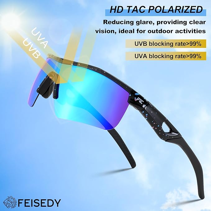 FEISEDY Kids Teens Baseball Polarized Sunglasses Sports TR90 Frame Boys Girls Cycling B2454