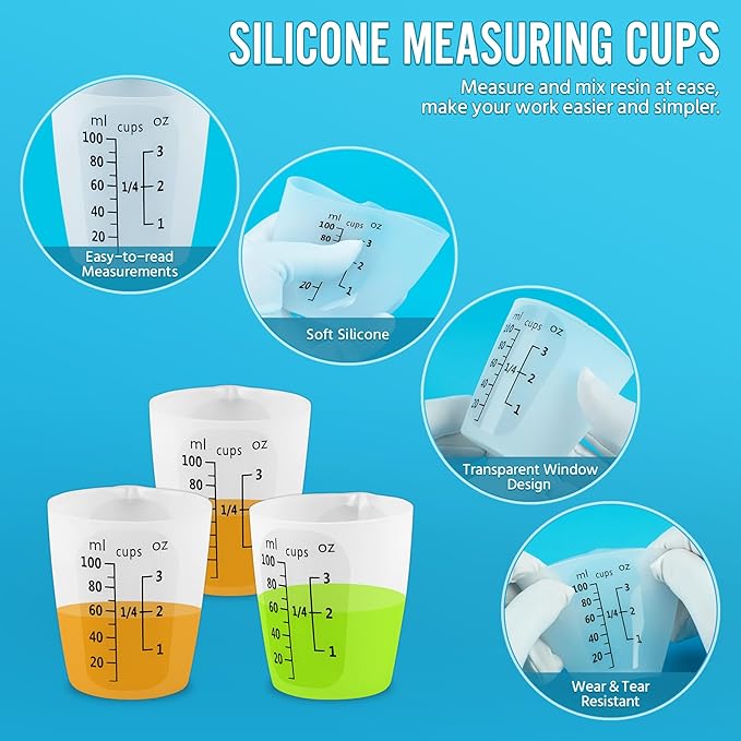 10Pcs Silicone Resin Mixing Measuring Cups 100ml - Image 3