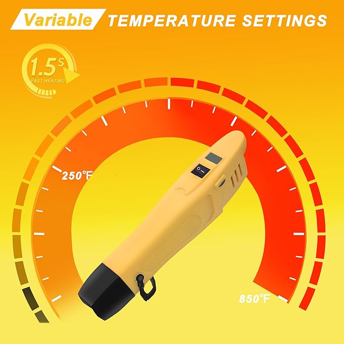 mofa Mini Variable Temp Heat Gun 350W 250℉~850℉ Fast Heating, LCD Digital - Image 4