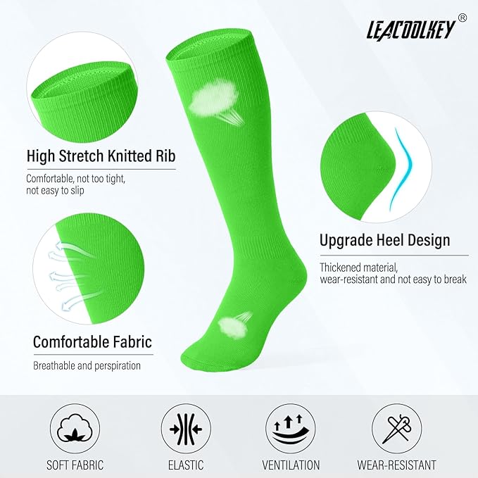 LEACOOLKEY Baseball Belt and Socks Combo Set Adjustable Softball Socks and Elastic Belt for Youth and Adult