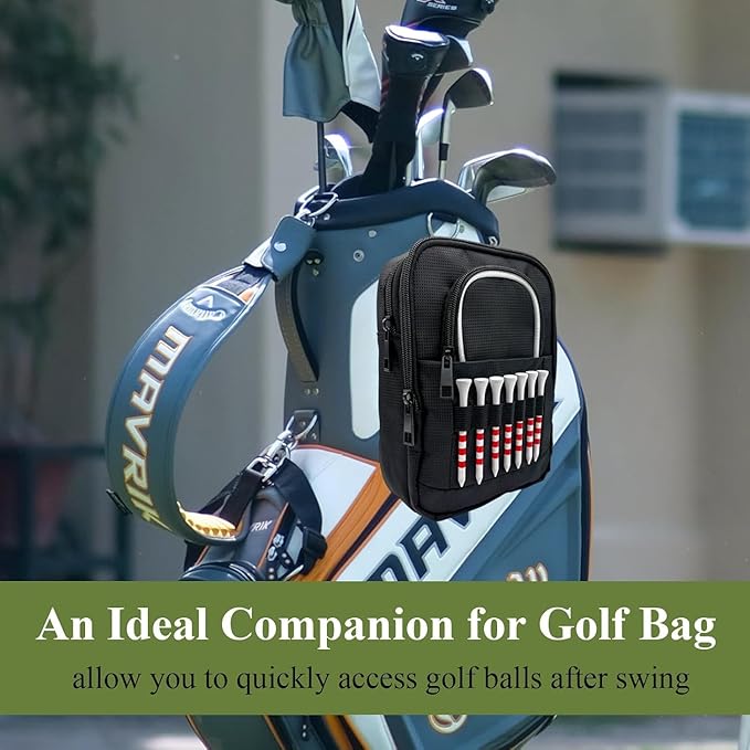 Golf Valuables Pouch, Golf Ball Bag, Golfer Portable Organizer, Large Golf Accessories Pouch for Gadgets, Like Balls, Tees, Market - Golf Gift for Men and Women (White/Red Edge) (White Edge)