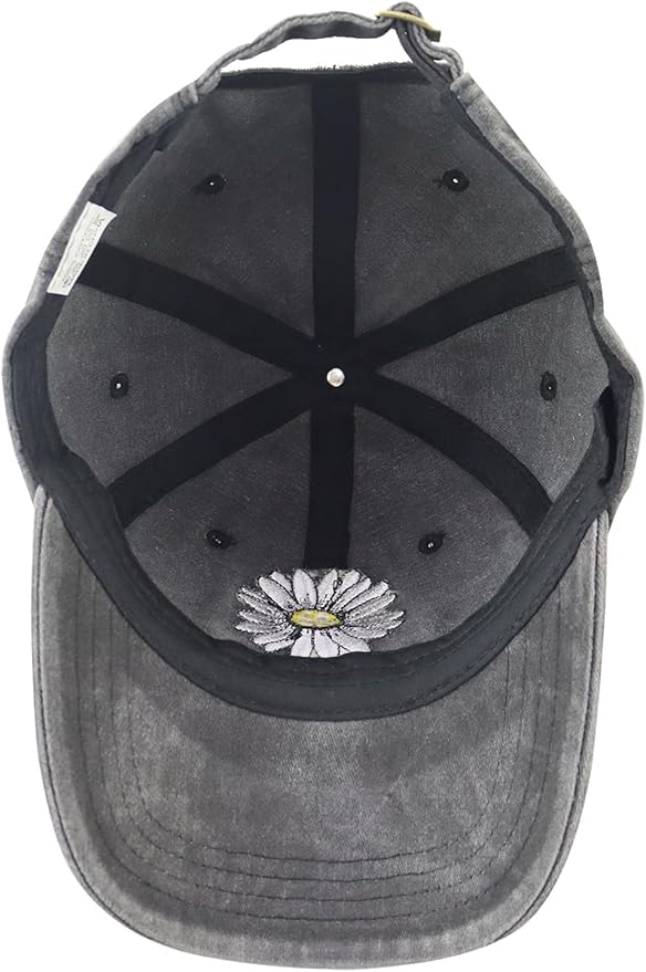 Pickleball Hat for Women, Adjustable Cotton Embroidered Daisy Pickle Ball Baseball Cap