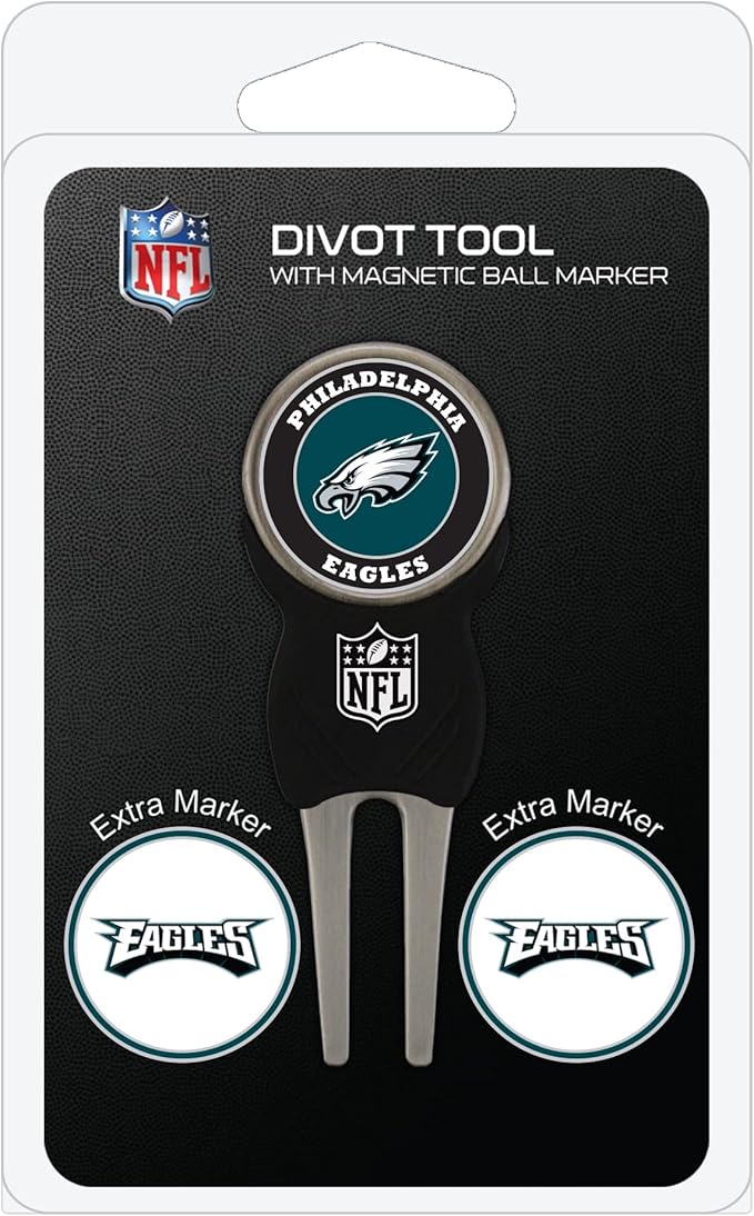 Team Golf NFL Divot Tool with 3 Golf Ball Markers Pack, Markers are Removable Magnetic Double-Sided Enamel