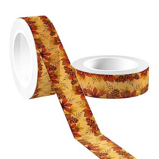12 Pcs Thanksgiving Washi Tape Maple Leaf Print Masking Tape Pumpkin Pattern - Image 3