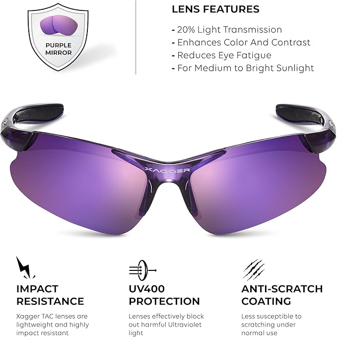 Xagger Kids Youth Polarized Sports Sunglasses for Boys Girls Baseball Softball Glasses TR90 Frame