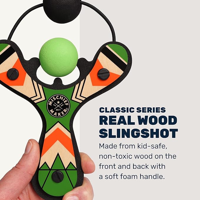 Mighty Fun! - Mischief Maker® Wooden Slingshot - Classic Series - Real Wood - Image 3
