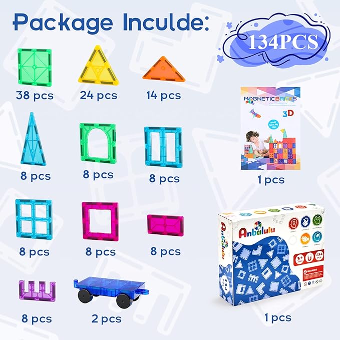 Magnetic Building Tiles, Magnetic Blocks, 3D STEM Stacking Toys, Magnets Toy - Image 4