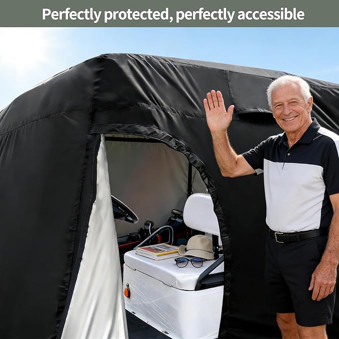 Golf Cart Cover 2/4/6 Passenger, All-Weather Protection Golf Cart Rain Covers, UV Resistant with Windproof Buckle Golf Cart Accessories (Fits for Club Car, for EZGO, for Yamaha)