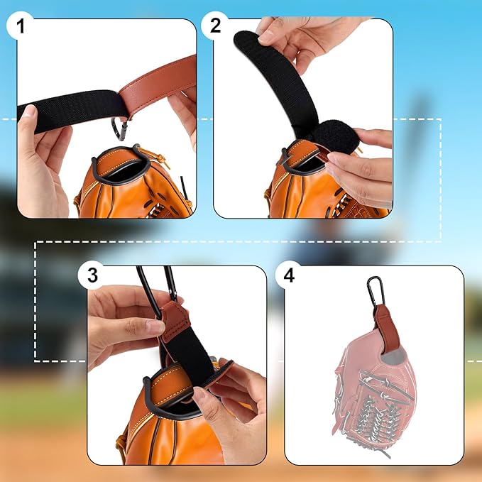 Adjustable Baseball Glove Clip, Adjustable Baseball Glove Holder for Bag with Hanging Loops Sports Training Gear Organization Clip Bag Tool for Drying Charms Team Gifts