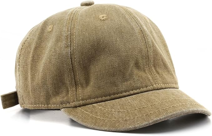 Short Brim Vintage Baseball Cap Adjustable Unstructured Washed Distressed Cotton Blank Dad Hat for Men & Women