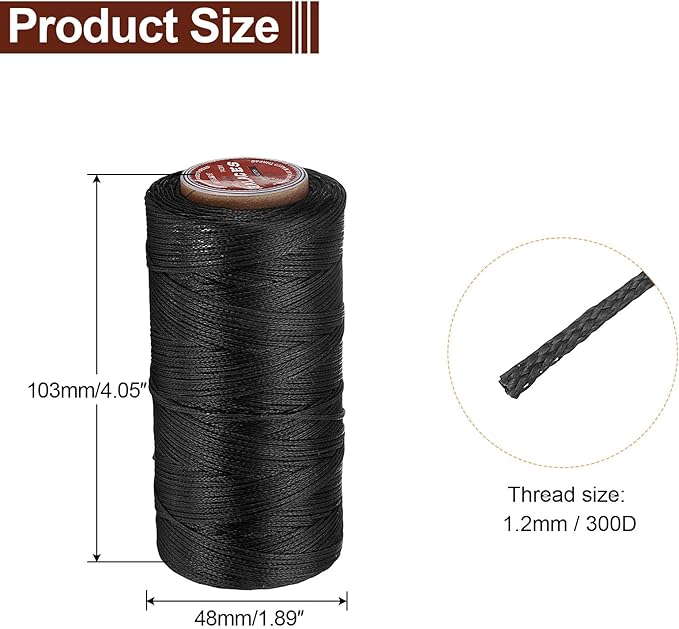 uxcell Flat Leather Sewing Waxed Thread, 140m / 153 Yards Polyester Wax String - Image 2