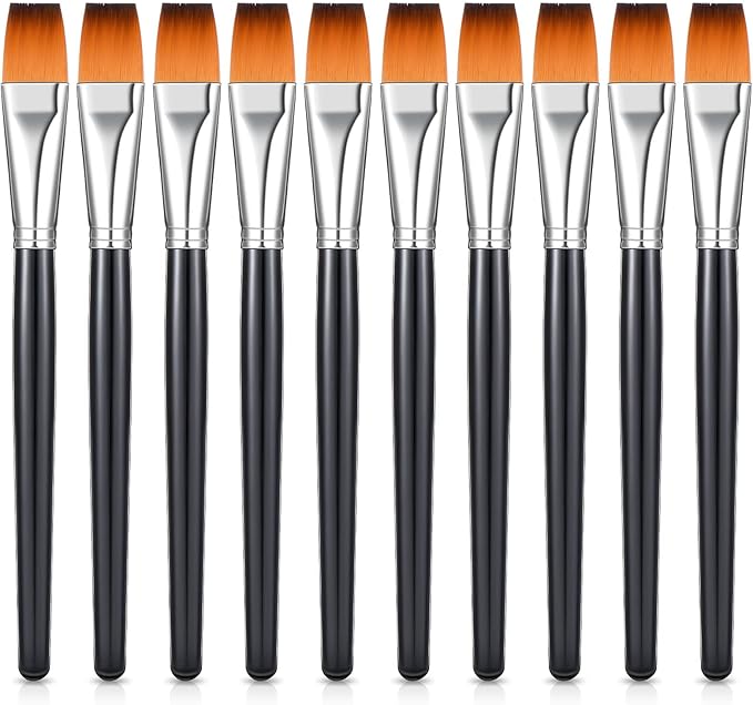 Zonon 10 Pcs 3/4 Inch Flat Paint Brushes Acrylic Painting Craft Accessories by Zonon