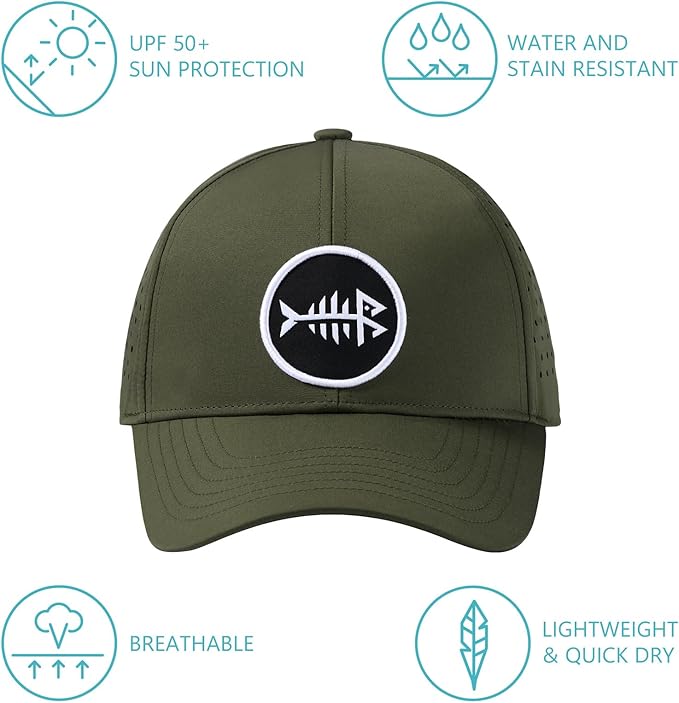 BASSDASH UPF 50+ Quick Dry Baseball Cap Water Resistant Laser Cut Mesh Snapback Hat for Men Women Fishing Hiking FH14