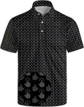 Golf Polo Shirts for Men Funny Print Short Sleeve Golf Shirts Performance Golf Polos