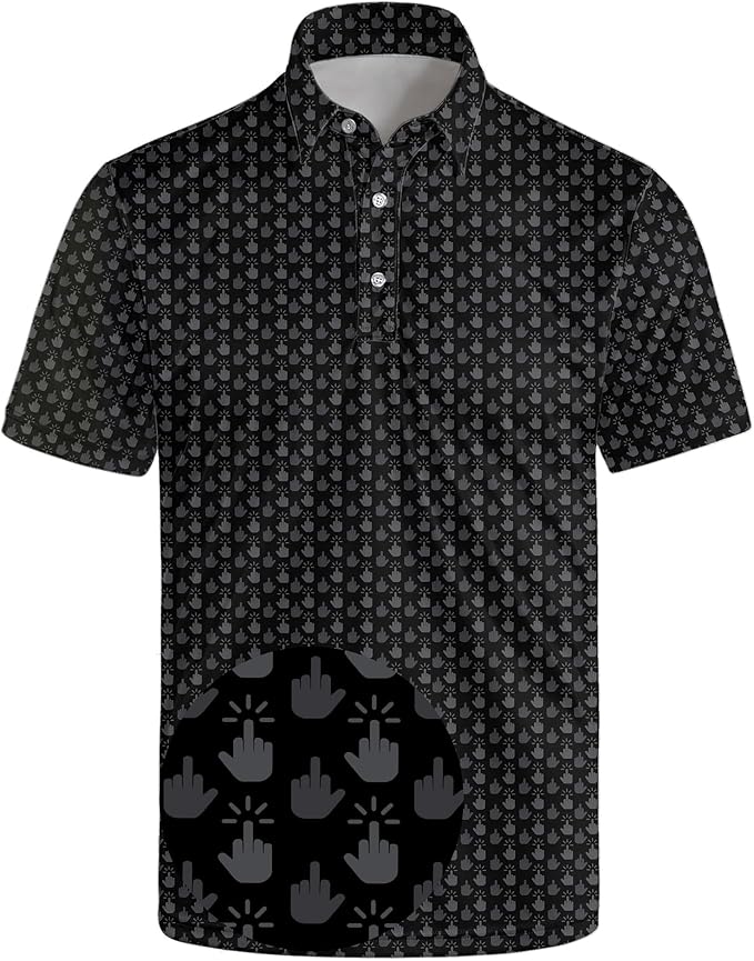 Golf Polo Shirts for Men Funny Print Short Sleeve Golf Shirts Performance Golf Polos