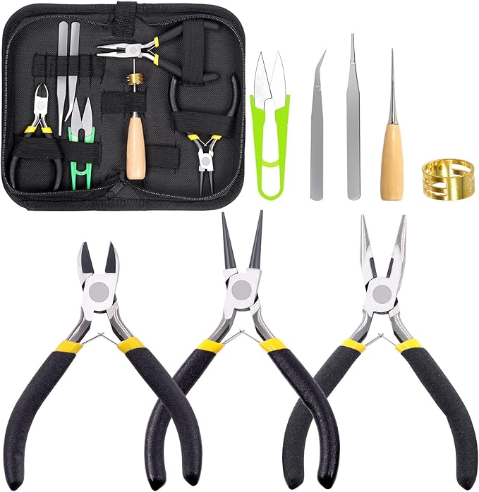 Glarks 8Pcs Jewelry Making Pliers Tools Kit includes Needle Nose Pliers by Glarks