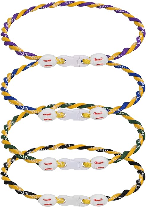 4 Pieces Baseball Necklaces for Boys,Three Braided Rope Tornado Sports Titanium Necklaces,Christmas Gifts Baseball Accessories Drip