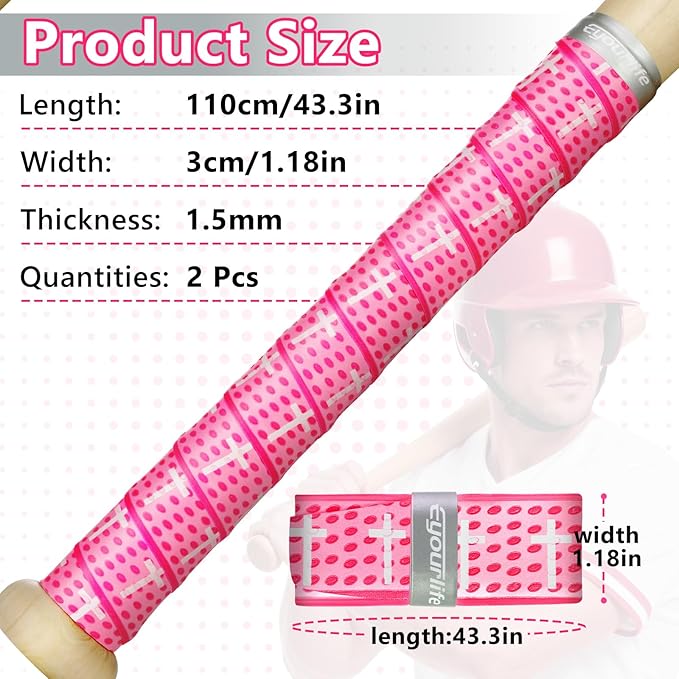 Eyourlife 2/4 Pack Baseball Bat Grip Bat Wraps for Baseball Lifestyle Softball Gifts Pro Feel Non-Slip Elite Batting Grip Tape for Bats Players