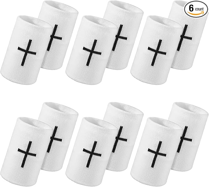Viorawhite 12 Packs Faith Cross Sports Wristbands for Men Women Christian Faith Absorbent Sweat Band Religious Wrist Bands for Baseball Football Basketball Running Gym Working Out