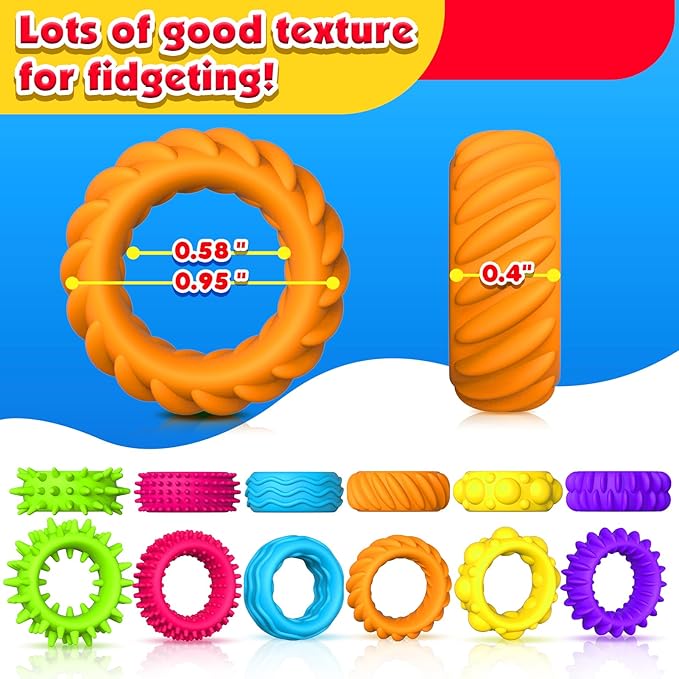 Sensory Toys Fidget Rings for Kids 36Pack: Anxiety Rings for Stress - Image 3