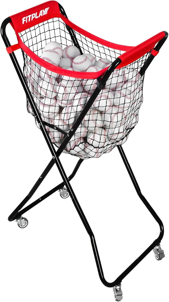 Baseball Caddy with Wheels, Holds 100+ Baseballs or 50+ Softballs, Extra Large Ball Caddy for Baseball and Softball Drills, Easy Set Up and Carrying, Ball Caddy for Outdoor/Indoor