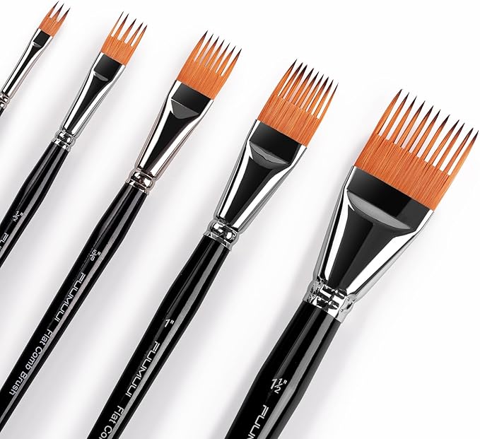 Fuumuui Grainer Brush Set–5pcs Professional Flat Comb Brushes - Image 2