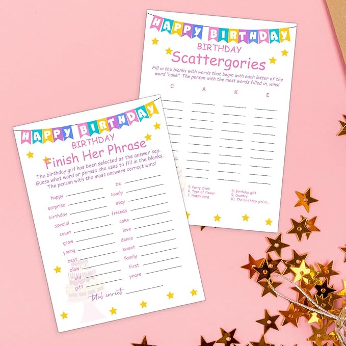 ALodr Girls Birthday Party Set, 20 Birthday Double Sided Cards Set, Girls - Image 5