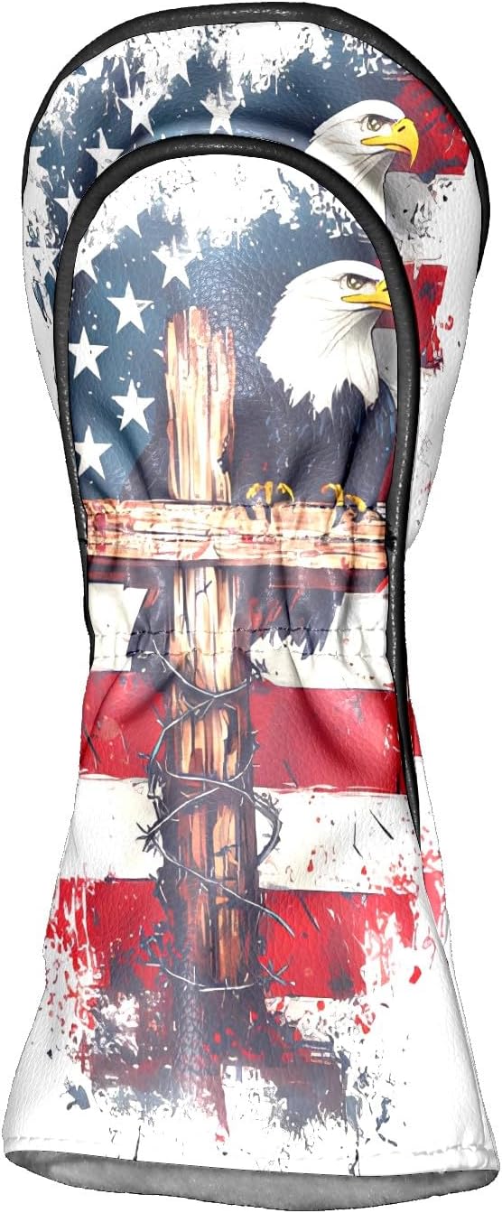 Golf Headcovers Fits Driver Hybrid Fairway 3/5 Wood, Waterproof PU Leather Golf Club Protector, Ideal Sports Accessories & Golfer Gift Colorful Geometry