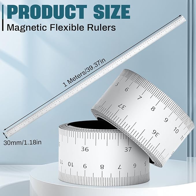 2 Pcs 39.37 Inch Magnetic Ruler Flexible Magnetic Ruler Magnet Measuring Tape - Image 2