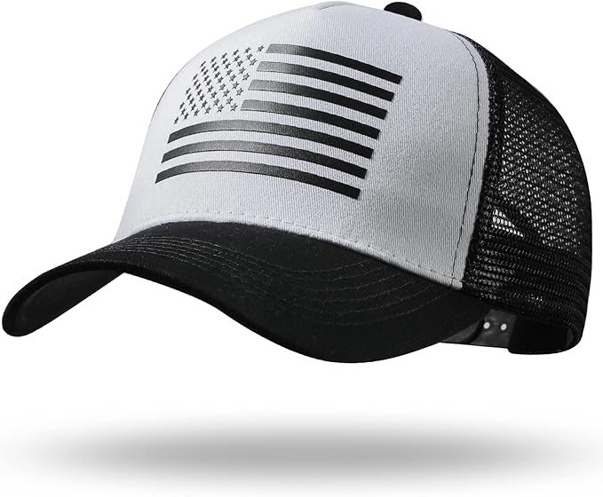 American Flag Trucker Hat - Snapback Hat, Baseball Cap for Men Women - Breathable Mesh Side, Adjustable Fit - for Casual Wear