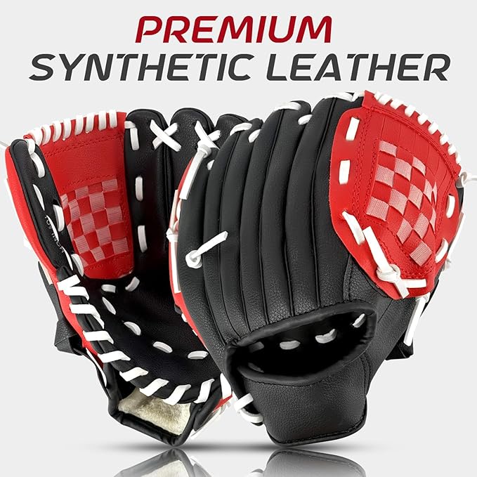 Baseball Glove + Ball Sets, Softball Glove, Baseball Mitt, 10.5''-12.5'' for Youth/Adult Training and Beginner Play, Synthetic Leather Softball Mitt