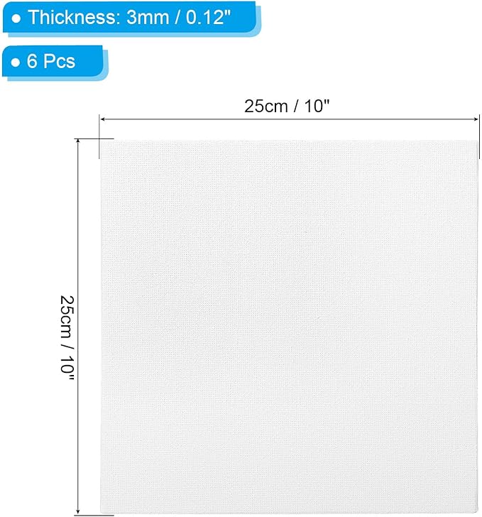PATIKIL 10x10 Canvas Boards for Painting, 6 Pack 100% Cotton Square Triple - Image 2