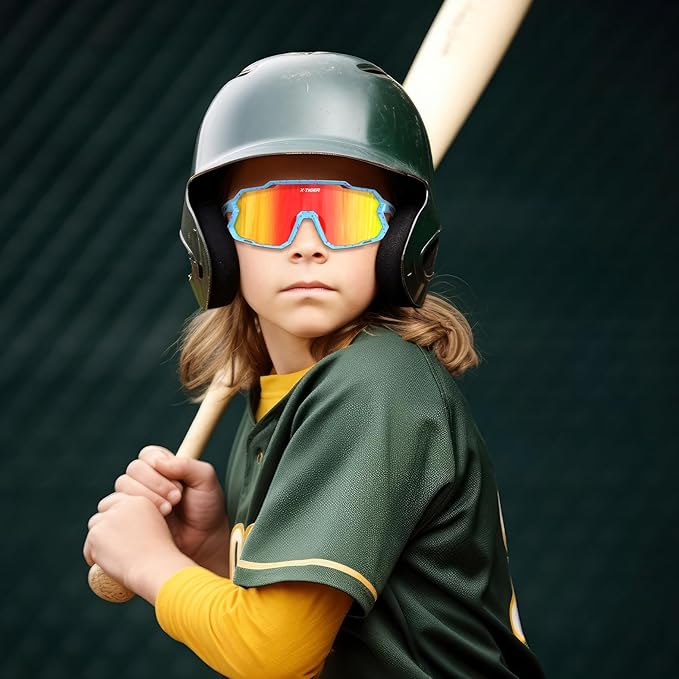 X-TIGER Kids Sunglasses Polarized Youth Baseball Sunglasses for 8-14 boys girls UV400 Sports Softball Cycling Glasses