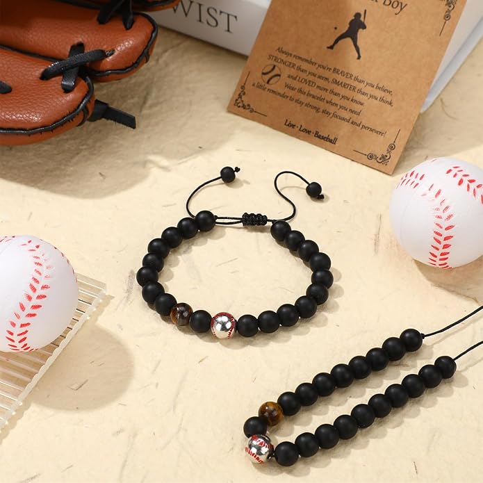 12 Set Sport Adjustable Beaded Bracelets Gifts Football Softball Soccer Volleyball Golf Basketball Hockey Bracelets for Women Men Adjustable Beaded Accessories