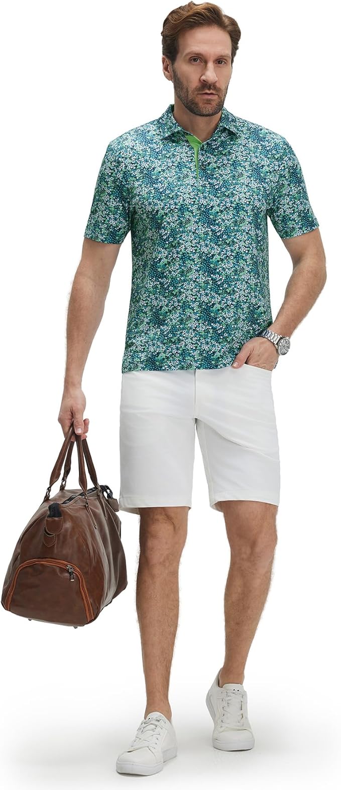 M MAELREG Mens Golf Shirt Short Sleeve Dry Fit Print Moisture Wicking Performance Patterns Collared Polo Shirt