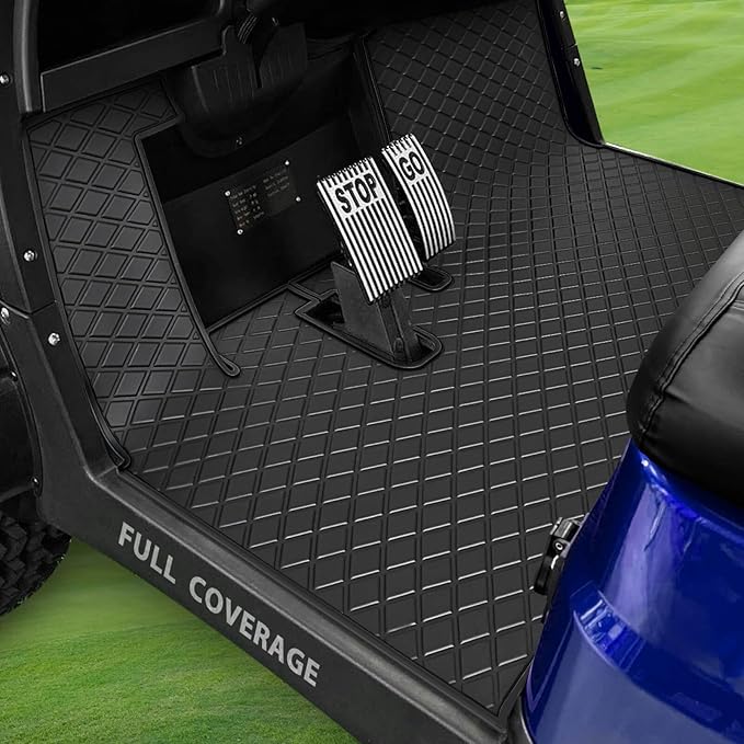 Golf Cart Floor Mat for ICON i20 i40 Full Coverage Floor Liner Mat Replacement Compatible with iCON Golf Carts (i20, i40) and Advanced EV (Gen1) Rubber Non-Slip Easy to Clean