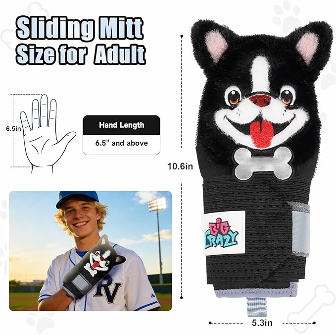 Big Crazy Baseball Sliding Mitt for Youth Sliding Mitt Adult Baseball Sliding Glove Universal Left/Right Hand Drippy Drip Accessory Bulldog Cow Giraffe