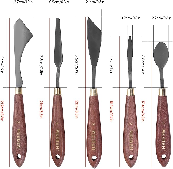 MEEDEN 5 Pieces Painting Knife Set Versatile Stainless Steel Spatula Palette - Image 2