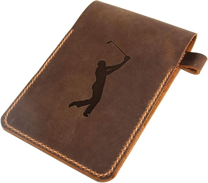 Golf Scorecard Holder Leather Hand Stitched, Yardage Book Holder, Gift for Him, Gift for Dad, Leather Golf Gifts