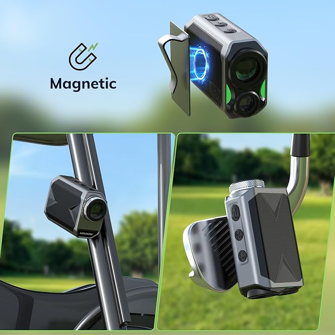 Mini Golf Rangefinder with Slope, Flag Pole Locking, High-Precision, Magnet Stripe, 6X Magnification, 1000 Yards Range Finder, Rechargeable Rangefinders, Golf Tournament Legal
