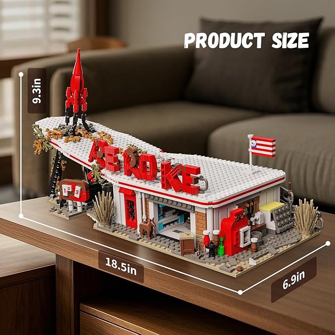 Rocket Gas Station Building Blocks Set, MOC Rocket Architecture Toy Model Kit - Image 6