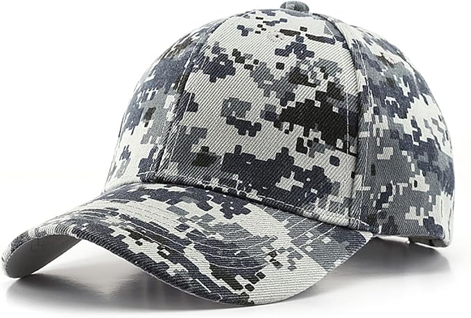 4 Pack Camo Baseball Caps, Unisex Structured Plain Baseball Hats, Army Military Camouflage Hat for Sport Tactical Game