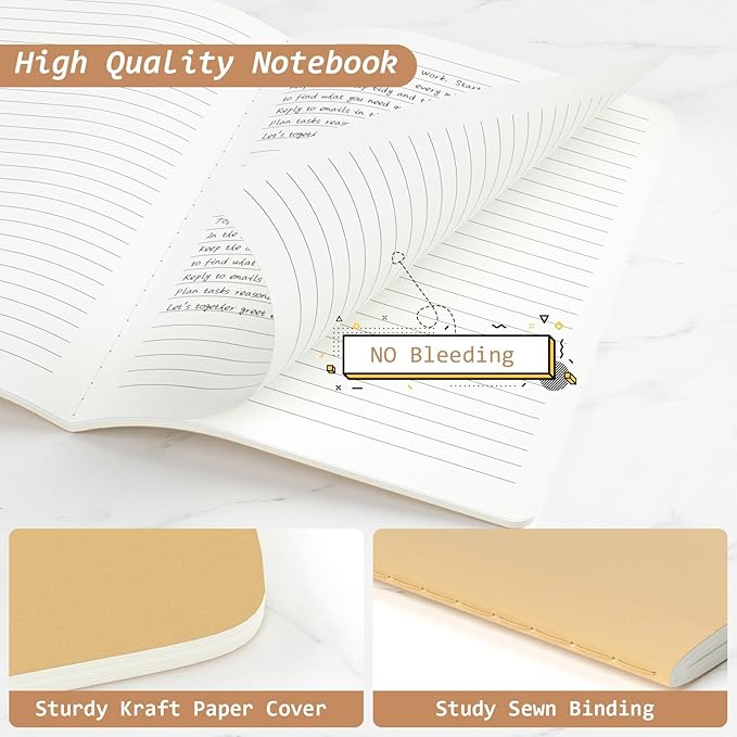 Oucaru Journaling Notebooks A5 College Ruled Notebook 32 Pack Lined Small Kraft - Image 3