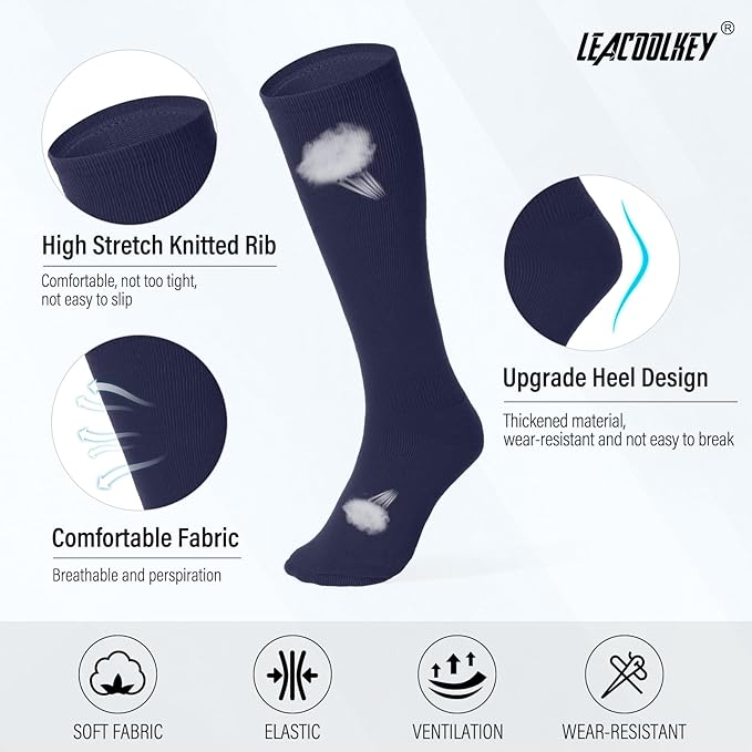LEACOOLKEY Baseball Belt and Socks Combo Set Adjustable Softball Socks and Elastic Belt for Youth and Adult