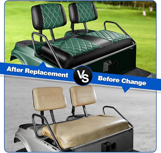 NOKINS Golf Cart Seat Covers Fit Club Car DS Pre-2000 OEM Standard Seat Cushion, Golf Cart Vinyl Diamond Front Seat Covers, Soft/Scratch-Resistant/No Stapler Needed